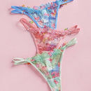Eraneu 3 piezas/paquete bragas tipo tanga sexy con lazos laterales de encaje para mujer