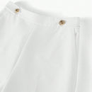 Motf premium pantalones de pierna ancha con bolsillo inclinado, detalle de boton y costuras frontales en color dorado solido