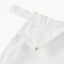 Motf premium pantalones de pierna ancha con bolsillo inclinado, detalle de boton y costuras frontales en color dorado solido