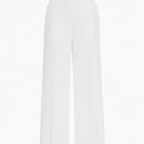 Motf premium pantalones de pierna ancha con bolsillo inclinado, detalle de boton y costuras frontales en color dorado solido