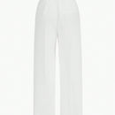 Motf premium pantalones de pierna ancha con bolsillo inclinado, detalle de boton y costuras frontales en color dorado solido