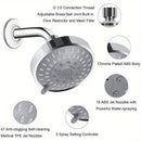 1pc Cabezal de Ducha Montado en el Techo con 5 Ajustes y Articulación Giratoria - Construcción Metálica Duradera, Diseño Circular para Flujo Uniforme del Agua & Experiencia Relajante al Bañarse, Acabado Cromo Elegante, Calidad Alta
