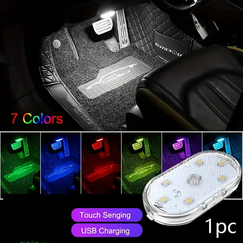 1pc Universal Ajuste USB Recargable Luz de Piso LED para Coche, Sensible al Tacto, ≤36V Voltaje de Funcionamiento, Compatible con Serie de Coches Americanos, para Vehículos, Camiones, Furgonetas