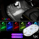 1 pieza/4 piezas, luz de piso de coche LED recargable por USB, universal, sensible al tacto, voltaje de funcionamiento ≤36V, compatible con la serie de automóviles americanos, para vehículos, camiones, furgonetas.