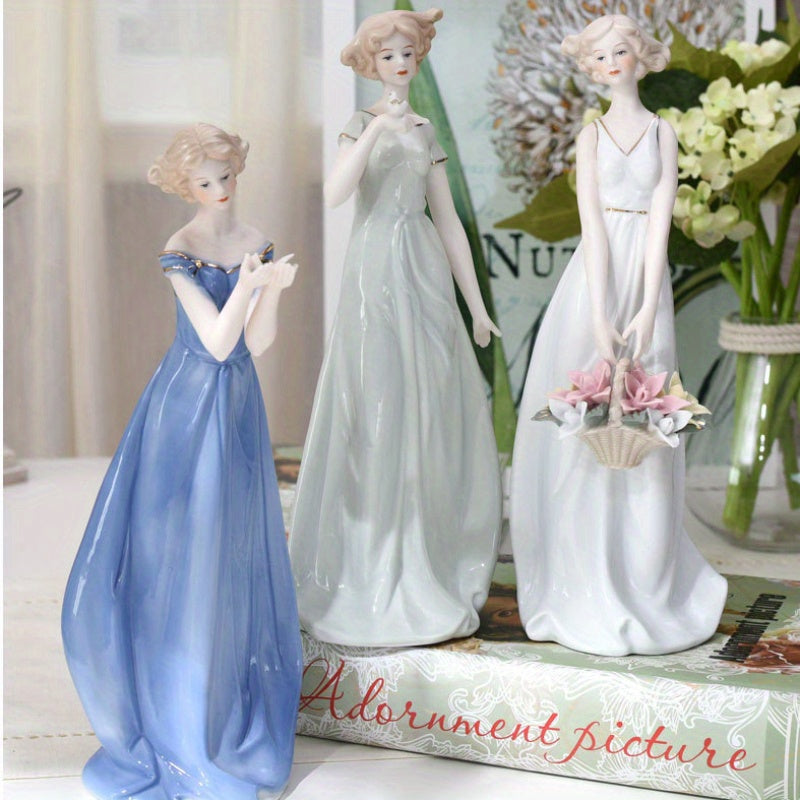 Figura Elegante de Cerámica Europea, Figura Elegante de Cerámica Europea Perfecta para Decoración de Sala de Estar, Vitrina de Vinos y Mueble de TV | Regalo Ideal para Bodas