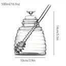 Tarro de Miel de Vidrio con Cucharón, 1pc 500Ml – Tarro de Miel Resistente al Calor y Duradero con Embalaje de Perlas para un Tránsito Seguro, Ideal para Jarabe, Almacenamiento de Azúcar y Uso en la Cocina