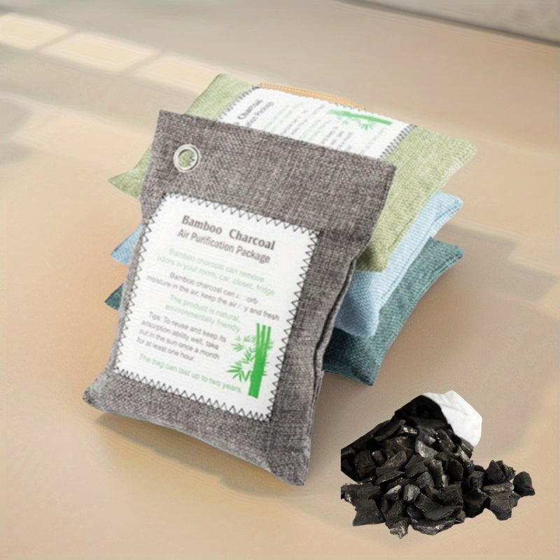 800G (20.6oz) de 4 paquetes de carbón de bambú de colores diferentes para purificar el aire, reutilizables, adecuados para habitaciones de casa, interiores de coches, armarios y gabinetes de zapatos.