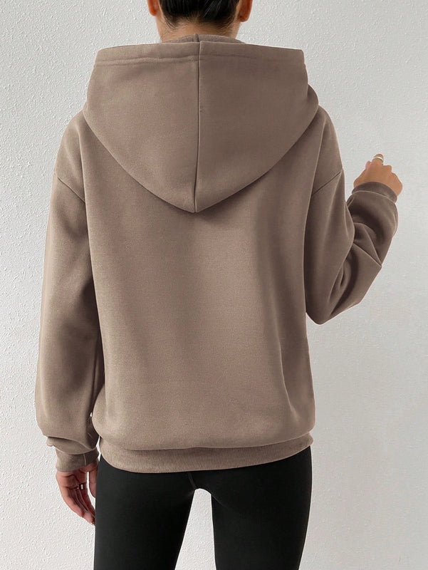 Moosta sudadera con capucha de manga larga para mujer con bordado de letras y bolsillo, para uso casual diario