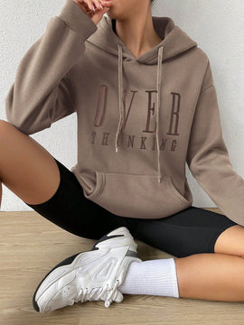 Moosta sudadera con capucha y cordon mujer, estampado "overrensando", otono