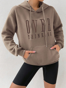Moosta sudadera con capucha y cordon mujer, estampado "overrensando", otono