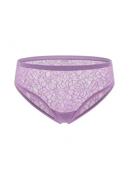 Luvlette juego de 3 piezas de bragas de lenceria sexy de cintura media, comodas y elasticas, con encaje, para mujer