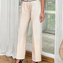 Pantalones de mujer con detalles de costura solidos y doble abotonado