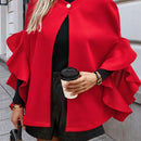 Clasi abrigo de lana elegante con cuello vuelto y abotonadura sencilla, en unicolor, para mujer, para otono/invierno