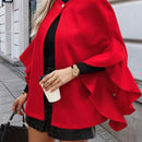 Clasi abrigo de lana elegante con cuello vuelto y abotonadura sencilla, en unicolor, para mujer, para otono/invierno