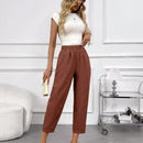 Emery rose pantalones casuales de unicolor con bolsillos y decoracion de botones, de estilo simple, para uso diario
