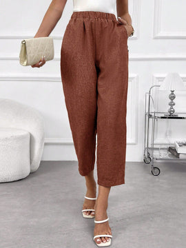 Emery rose pantalones casuales de unicolor con bolsillos y decoracion de botones, de estilo simple, para uso diario