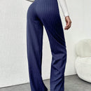 Tall pantalones sueltos de traje a rayas con botones delanteros, uso casual de todos los dias