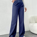 Tall pantalones sueltos de traje a rayas con botones delanteros, uso casual de todos los dias