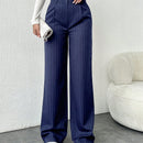 Tall pantalones sueltos de traje a rayas con botones delanteros, uso casual de todos los dias