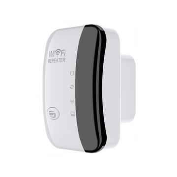 Repetidor WiFi de alta velocidad 300 Mbps, amplificador de señal inalámbrica de largo alcance, compatible con 802.11N, configuración fácil con botón WPS, enchufe estadounidense, uso en interiores y exteriores, diseño en blanco y negro, extensión de WiFi