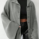 Cardigan de manga larga con botones y cuello para mujer, de estilo minimalista