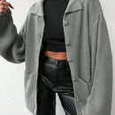Cardigan de manga larga con botones y cuello para mujer, de estilo minimalista
