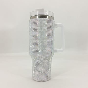 Taza de viaje térmica de 40 oz con asa de acero inoxidable 304, taza aislada con paja, lavable a mano, portador de bebidas reutilizable para bebidas calientes y frías, tema festivo