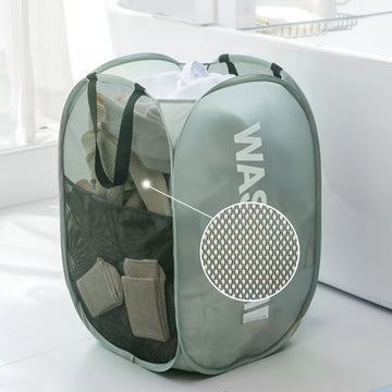 Cesta de Ropa Plegable con Asas - Cesta de Ropa de Malla de Tela Colapsible, Durable y Multifuncional Ahorradora de Espacio para Baño, Dormitorio y Más, Diseño de Impresión de Letra Estiloso