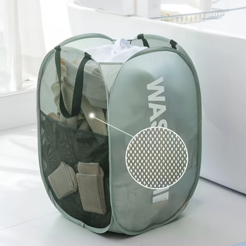 Cesta de Ropa Plegable con Asas - Cesta de Ropa de Malla de Tela Colapsible, Durable y Multifuncional Ahorradora de Espacio para Baño, Dormitorio y Más, Diseño de Impresión de Letra Estiloso