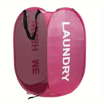 Cesta de Ropa Plegable con Asas - Cesta de Ropa de Malla de Tela Colapsible, Durable y Multifuncional Ahorradora de Espacio para Baño, Dormitorio y Más, Diseño de Impresión de Letra Estiloso