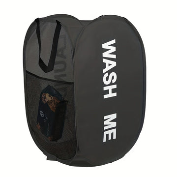 Cesta de Ropa Plegable con Asas - Cesta de Ropa de Malla de Tela Colapsible, Durable y Multifuncional Ahorradora de Espacio para Baño, Dormitorio y Más, Diseño de Impresión de Letra Estiloso