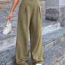 Pantalones casuales anchos de pierna ancha con cintura alta y pliegues para mujeres