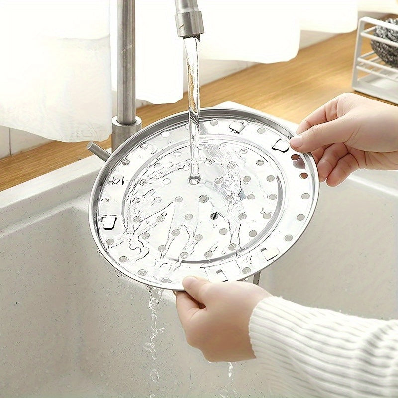 3 piezas de rejillas de acero inoxidable para vapor, insertos de vapor redondos univer, para olla de caldo, soportes de bandeja de vapor de cocina, con accesorios de rejilla de enlatado sin carga para artilugios de cocina para el hogar