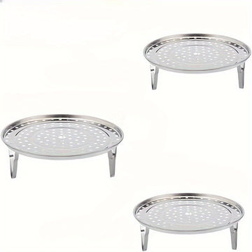 3 piezas de rejillas de acero inoxidable para vapor, insertos de vapor redondos univer, para olla de caldo, soportes de bandeja de vapor de cocina, con accesorios de rejilla de enlatado sin carga para artilugios de cocina para el hogar
