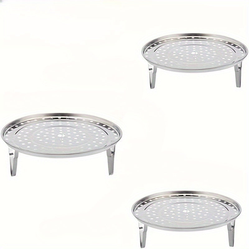 3 piezas de rejillas de acero inoxidable para vapor, insertos de vapor redondos univer, para olla de caldo, soportes de bandeja de vapor de cocina, con accesorios de rejilla de enlatado sin carga para artilugios de cocina para el hogar