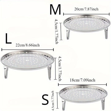 3 piezas de rejillas de acero inoxidable para vapor, insertos de vapor redondos univer, para olla de caldo, soportes de bandeja de vapor de cocina, con accesorios de rejilla de enlatado sin carga para artilugios de cocina para el hogar