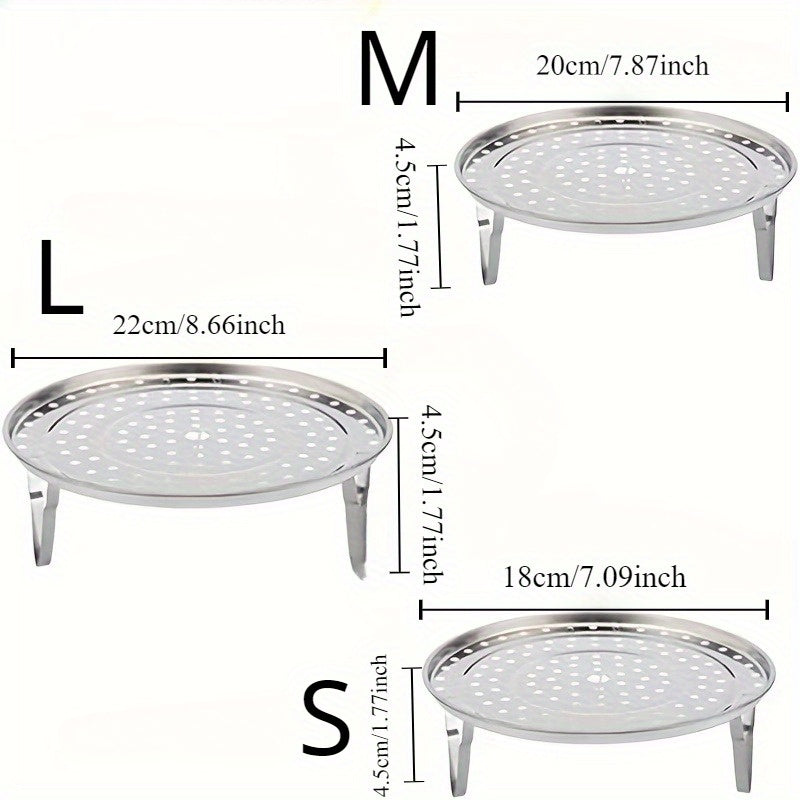 3 piezas de rejillas de acero inoxidable para vapor, insertos de vapor redondos univer, para olla de caldo, soportes de bandeja de vapor de cocina, con accesorios de rejilla de enlatado sin carga para artilugios de cocina para el hogar