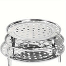 3 piezas de rejillas de acero inoxidable para vapor, insertos de vapor redondos univer, para olla de caldo, soportes de bandeja de vapor de cocina, con accesorios de rejilla de enlatado sin carga para artilugios de cocina para el hogar