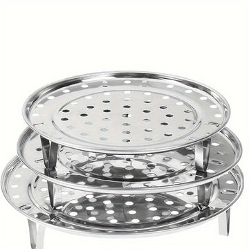 3 piezas de rejillas de acero inoxidable para vapor, insertos de vapor redondos univer, para olla de caldo, soportes de bandeja de vapor de cocina, con accesorios de rejilla de enlatado sin carga para artilugios de cocina para el hogar