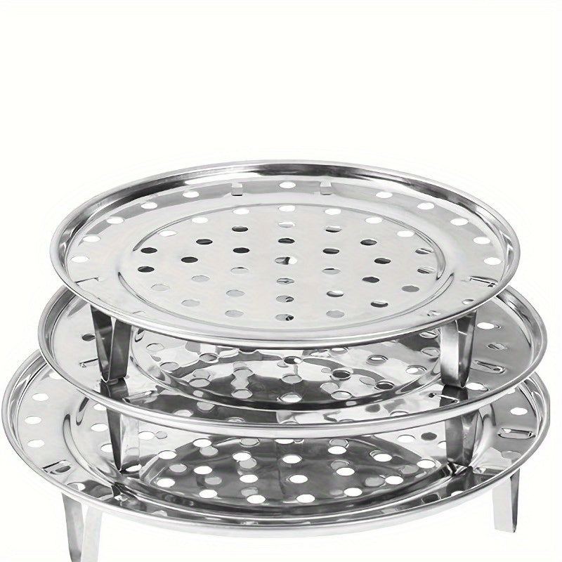 3 piezas de rejillas de acero inoxidable para vapor, insertos de vapor redondos univer, para olla de caldo, soportes de bandeja de vapor de cocina, con accesorios de rejilla de enlatado sin carga para artilugios de cocina para el hogar