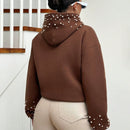 Cottnline sudadera con capucha de 100% algodon con detalles de perlas