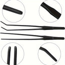 1pieza Pinzas rectas y curvas de acero inoxidable con mango largo en negro - Perfectas para jardinería, cocina y uso al aire libre, utilidad para interiores y exteriores | Diseño ergonómico | Construcción metálica duradera, pinzas de jardín