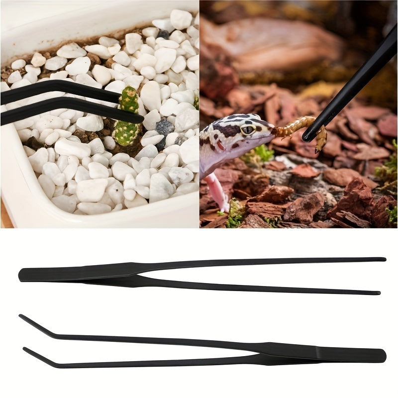1pieza Pinzas rectas y curvas de acero inoxidable con mango largo en negro - Perfectas para jardinería, cocina y uso al aire libre, utilidad para interiores y exteriores | Diseño ergonómico | Construcción metálica duradera, pinzas de jardín