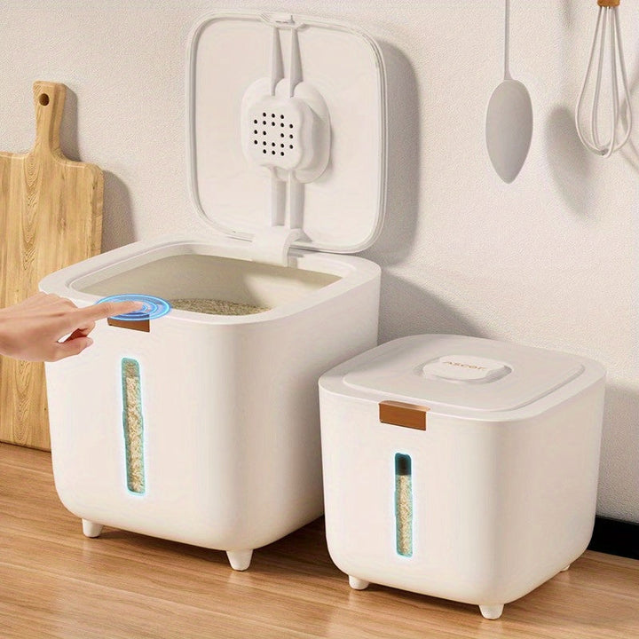 Juego de 2 Recipientes Sellados para Almacenar Arroz, Material de Polipropileno, Lavable a Mano, Resistente a Insectos y Humedad, Tapa Abatible, Bote Rectangular Reutilizable para Uso Doméstico