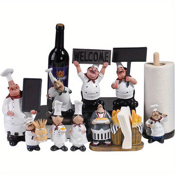 Soporte Elegante para Vino y Toallas de Papel con Temática de Chef Europeo y Tablero de Mensajes - Perfecto para Decoración de Cocina, Café o Bar
