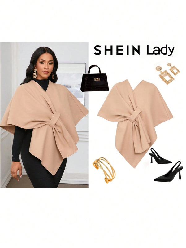 Lady poncho para mujer con diseno de drapeado en la cintura y lazo