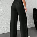 Pantalones de pierna ancha con cintura elastica para mujeres