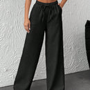 Pantalones de pierna ancha con cintura elastica para mujeres