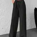 Pantalones de pierna ancha con cintura elastica para mujeres