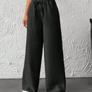 Pantalones anchos de pierna ancha con banda elastica para mujeres